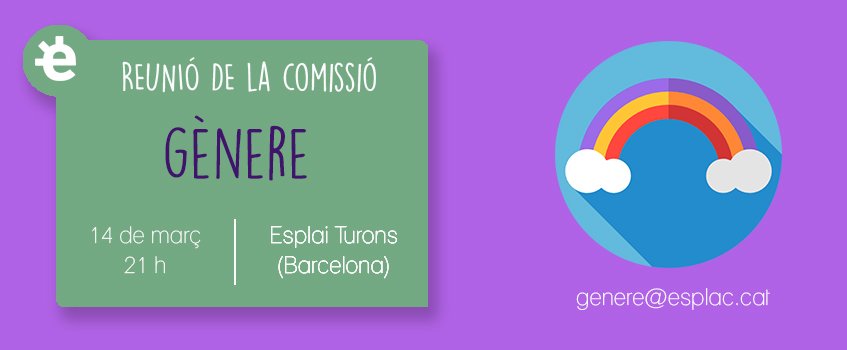 esplaiscatalans's tweet photo. #Gènere | Nova reunió de la Comissió de Gènere d'Esplais Catalans (@GenereEsplac)!

⏰ Dimecres 14 de març a les 21 h
🏡 @EsplaiTurons, a Barcelona
📩 genere@esplac.cat

https://t.co/0JTCZ5VrXN https://t.co/gnoxBSwKpz