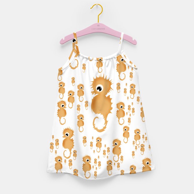 Seahorses pattern  Girl's Dress, Live Heroes buff.ly/2Fsl0x0 #seahorses #seahorse #pattern #cartoon #undersea #underwater #water #kids #cute #animals #animal #illustration #water #marine #girl #dress #girldress #liveheroes #vanessagf