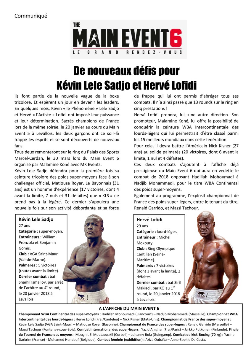 MKONEEVENTS's tweet image. Première ceinture internationale WBA pour Hervé Lofidi ! 👊🔥
Le champion de France des lourd-légers va affronter l'américain Nick Kisner et tentera de s'emparer de la ceinture inter-continentale WBA.
Les détails de la soirée: mkoneevents.fr
#MKEvents
#TeamMK
#MainEvent6