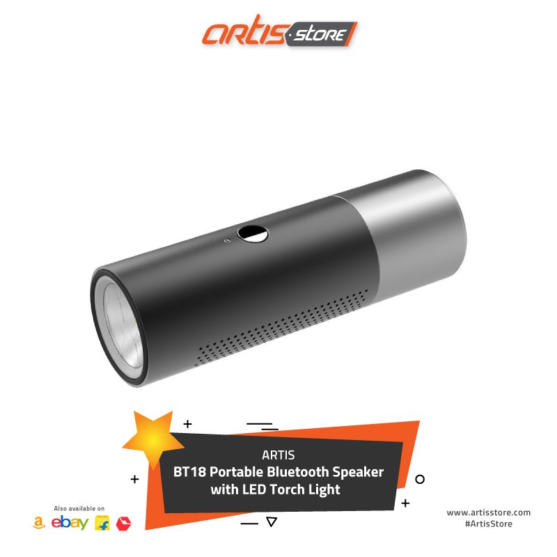 Artis_Store's tweet photo. BT18 is a Bluetooth speaker with a LED torch light, USB output for charging your phone & a mic for hands free calling. It's ultra-portable & the powerbank capacity is worth 2200 mAh.
Buy it right here: https://t.co/oeTGn6eC08
#ArtisStore #GetArtisified https://t.co/vaOvLJDTI0