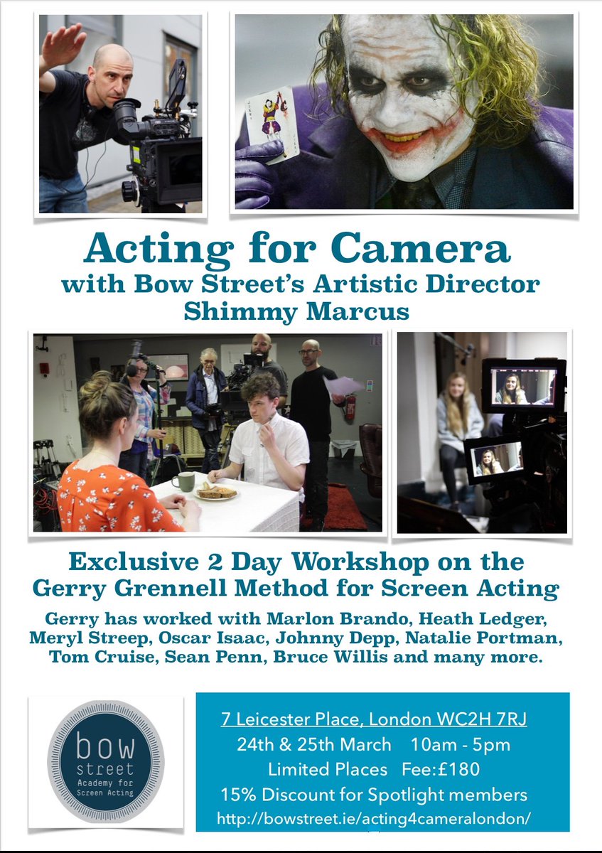 12bowstreet's tweet photo. LONDON SCREEN ACTING WORKSHOP
Mar 24 &amp; 25 - 
Apply here: https://t.co/jf3AnzcJ5k https://t.co/mcH9Hg81NQ