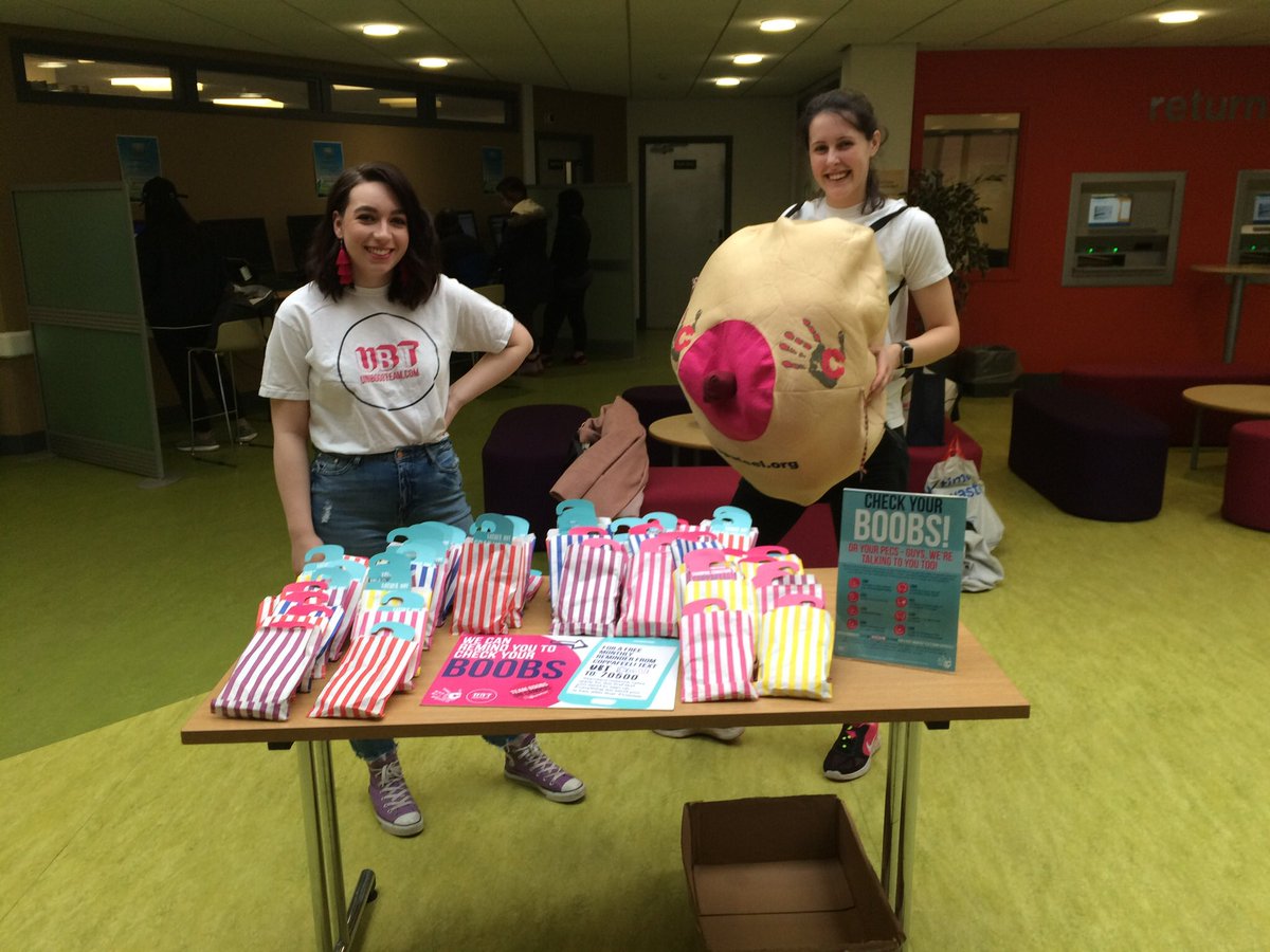 UBTDMU's tweet photo. We are in the library! Come and find us for your FREE goodie bag! #LetsTalkAboutCancer #CoppaFeel #ubt #ubtdmu https://t.co/m70YLjgQGb