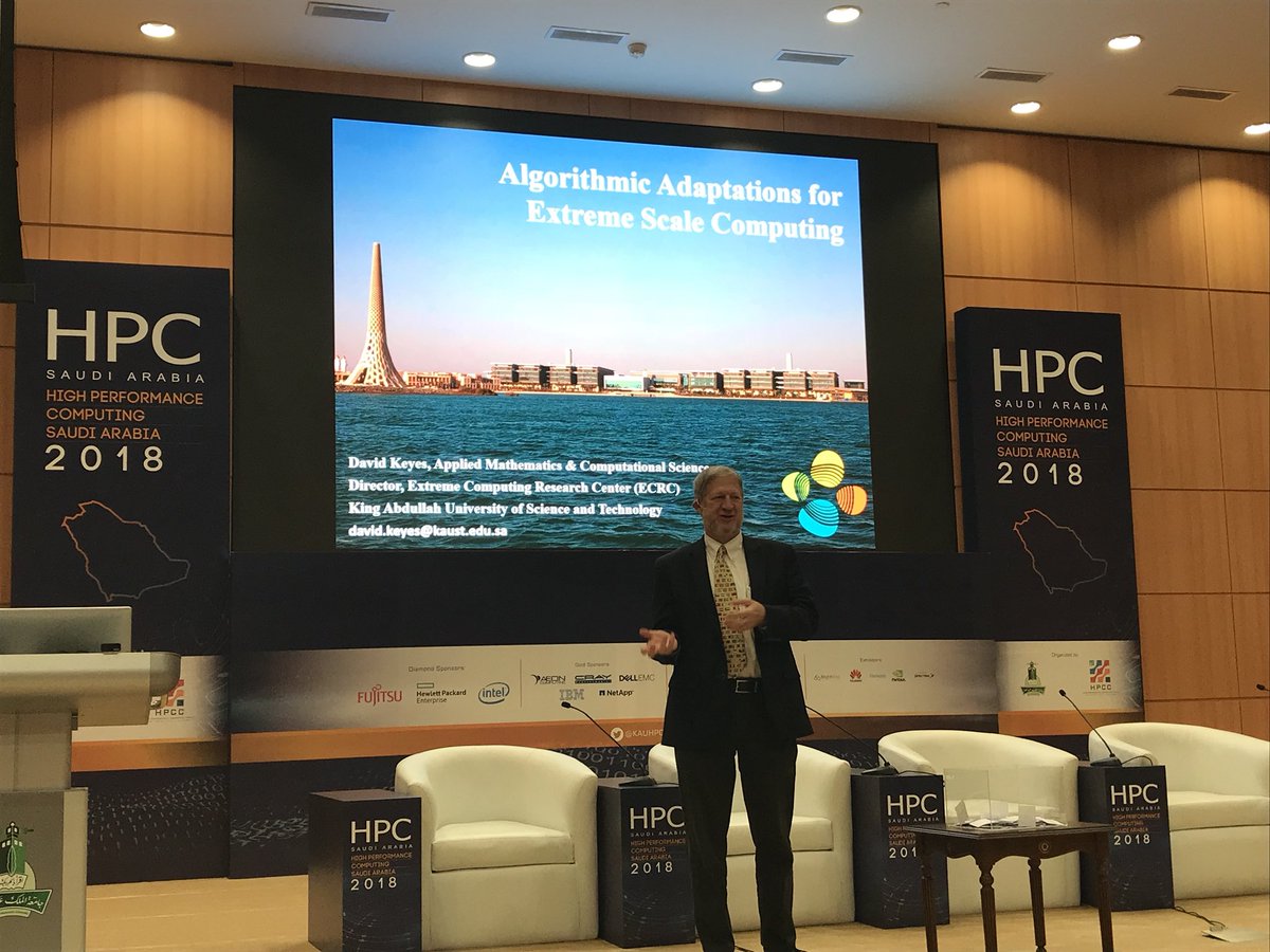 mnoukhiya's tweet photo. Prof. David Keyes Director @KAUST_ECRC @KAUST_News talks about Algorithms Adaptations to Extreme Scale Computing #HPC_Saudi #HICMA #KBLAS @nvidia #GPU #KSVD @cray_inc #LibSci #MOAO @Obs_Paris @KAUST_HPC https://t.co/goBPU0FpeF