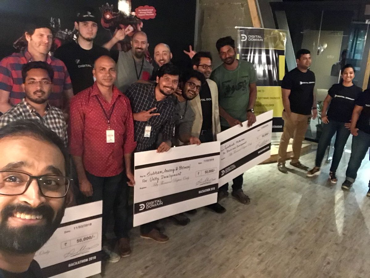 Unity3DIndia's tweet image. Presenting the winners of the Digital Domain Hackathon held in Hyderabad! #unity3d #VR #Hackathon