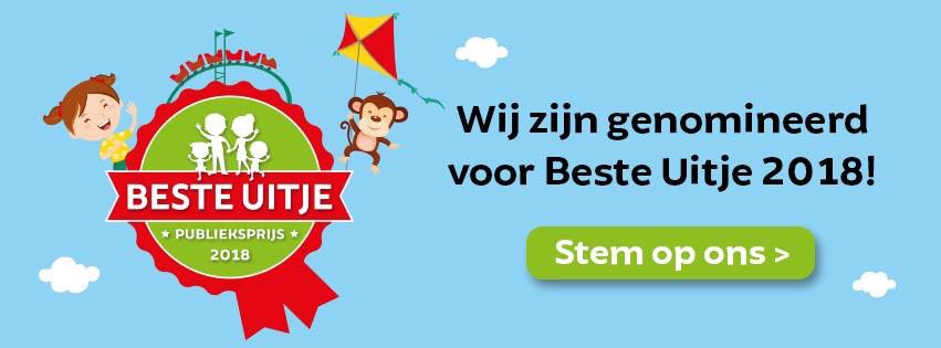 Wij zijn genomineerd voor het beste uitje van 2018!
Breng je stem uit en win met je gezin 5 dagjes uit naar keuze!

Stem: beste-uitje.nl/#did7615
