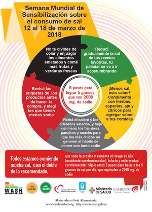 Hoy comienza la Semana Mundial de Sensibilización sobre el consumo de sal. Conocé los 5 pasos para bajar la sal a 5 gramos por día: