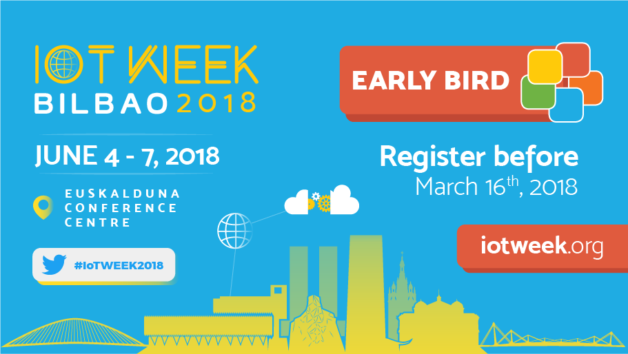 IoT_Forum's tweet photo. Few more days left to take advantage of the Early Bird special rate! Register before March 16th and save up to 140EUR! https://t.co/4zWc1p25VL #IoTWeek2018 #IoT #IoTConference #GIoTS2018 https://t.co/z3Mh4kxNgi https://t.co/IRbZPTEhxb