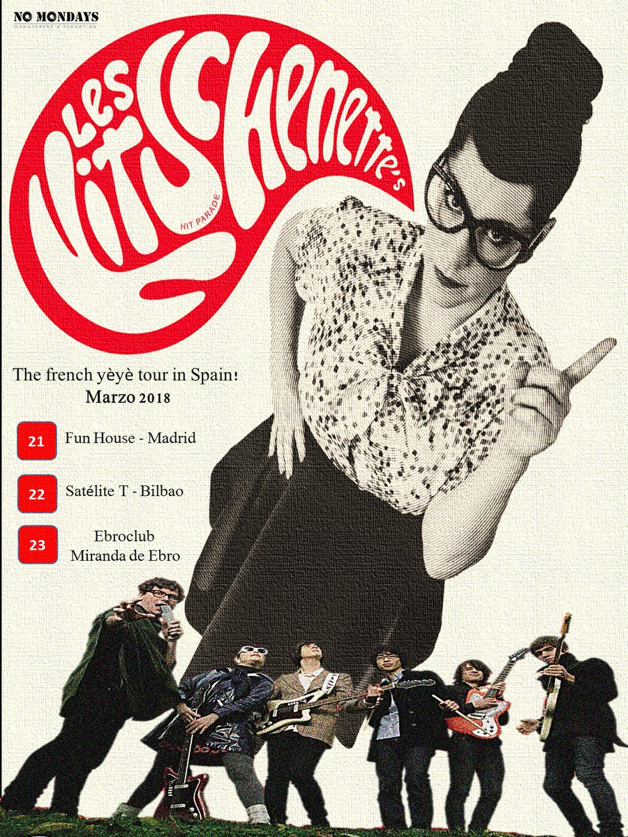 NoMondaysPromo's tweet photo. Desde #Francia llegan Les Kitschenette's, los tíos más locos de la escena #Freakbeat gala! Lo suyo es el despiporre a base de #Frenchbeat #Garage #Pop y #Chançon française. La banda anti #yéyé del momento! @FunHouseMadrid 21 de marzo #SatéliteT #Bilbao 22 y #Ebroclub #Miranda 23 https://t.co/gNVGy3A11N