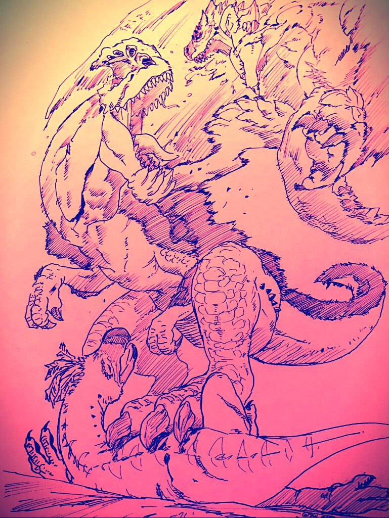 sui_mame's tweet image. 温厚な鳥竜種に育てられたビビりのヘタレウスがクルルママンのピンチには強敵に立ち向かう私得物語 #MHW #モンハン集会で会いましょう