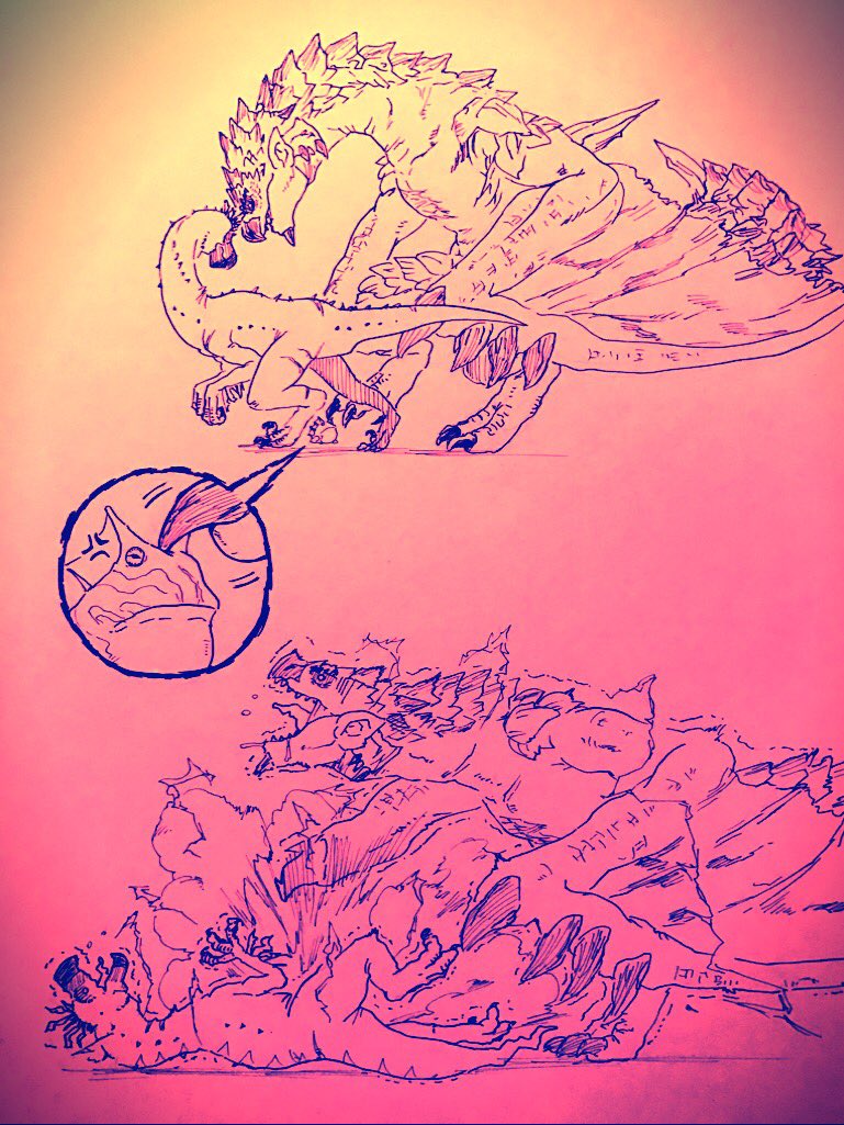 sui_mame's tweet image. 温厚な鳥竜種に育てられたビビりのヘタレウスがクルルママンのピンチには強敵に立ち向かう私得物語 #MHW #モンハン集会で会いましょう