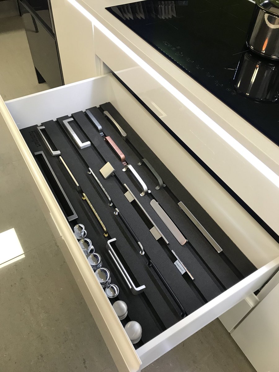 Come visit our showroom and view our new furnipart handle range @LDLCOMP #kitchen #handles #prestige