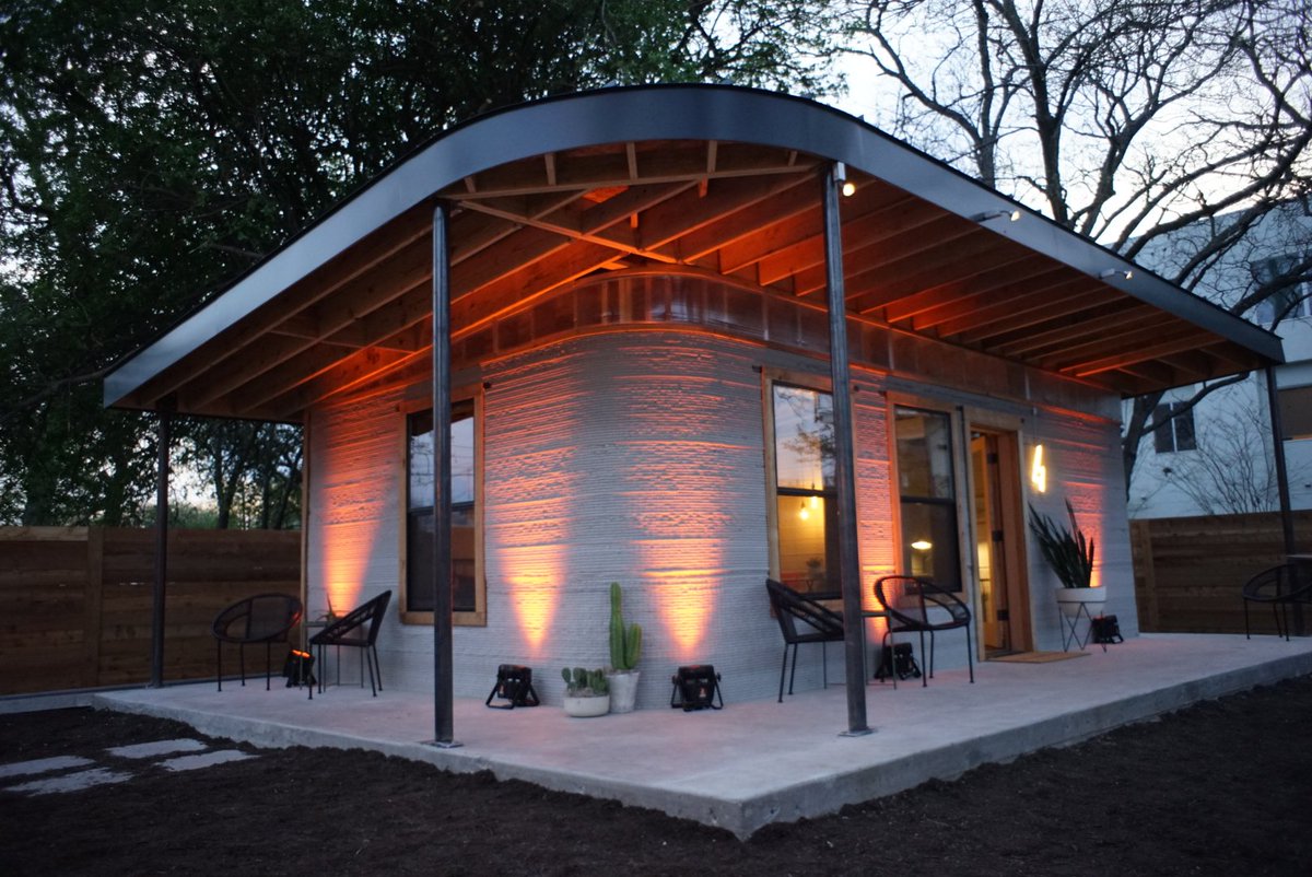 NewStoryHomes's tweet photo. We’re thrilled to unveil the first permitted 3D printed home. In partnership with our friends @ICON3DTech, a printer was created specifically for the world’s poorest. Impacting the world requires bold risks and this is the first of many. https://t.co/cPu5OEUkIB https://t.co/bmSb5QtwJl