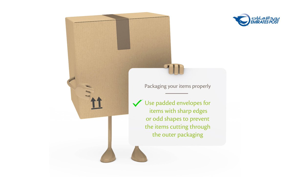 EmiratesPostUAE's tweet image. #EPtips: it's important to pack your items properly to keep them safe in shipping
#EmiratesPost