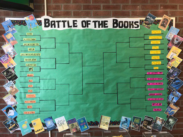 And so the madness begins... JMI staff and students will crown our champion during our Battle of the Books! #edisonk12 #jmiknights