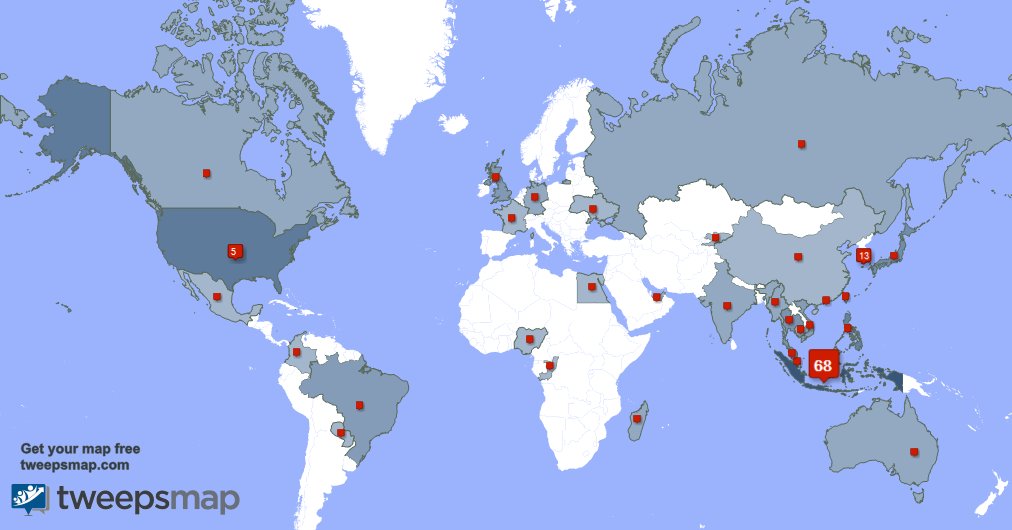 kapeljongin's tweet photo. My followers live in 32 countries: Indonesia(67%), South Korea(13%)... https://t.co/QtIY2BG138 Get your free map! https://t.co/mekrI3zk61