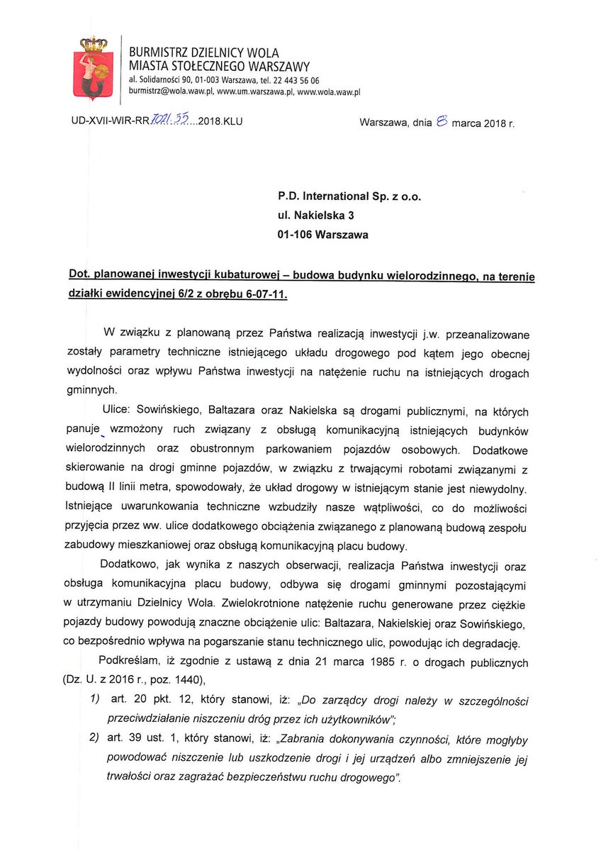 KStrzalkowski's tweet photo. .@MiejskaWola aktywnie działa na rzecz dobrowolnej budowy układu drogowego przez inwestorów tam gdzie prawo budowlane nie stawia takich warunków. Apelujemy o współpracę https://t.co/4DlLtl5cHH. do #PDinternational #LCCorp #LaBrea #Wola #Warszawa https://t.co/sVrzV6APbU