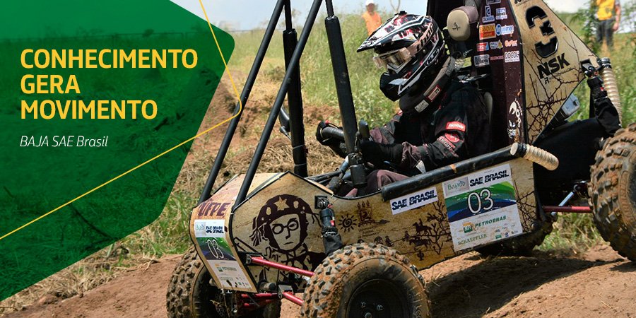 Já conhece o Baja SAE Brasil? Um projeto que une estudantes de Engenharia em uma competição para a aplicação prática dos conhecimentos adquiridos em sala de aula através do desenvolvimento de veículos off road? Neste link você fica por dentro de tudo bit.ly/BajaSAEBrasil