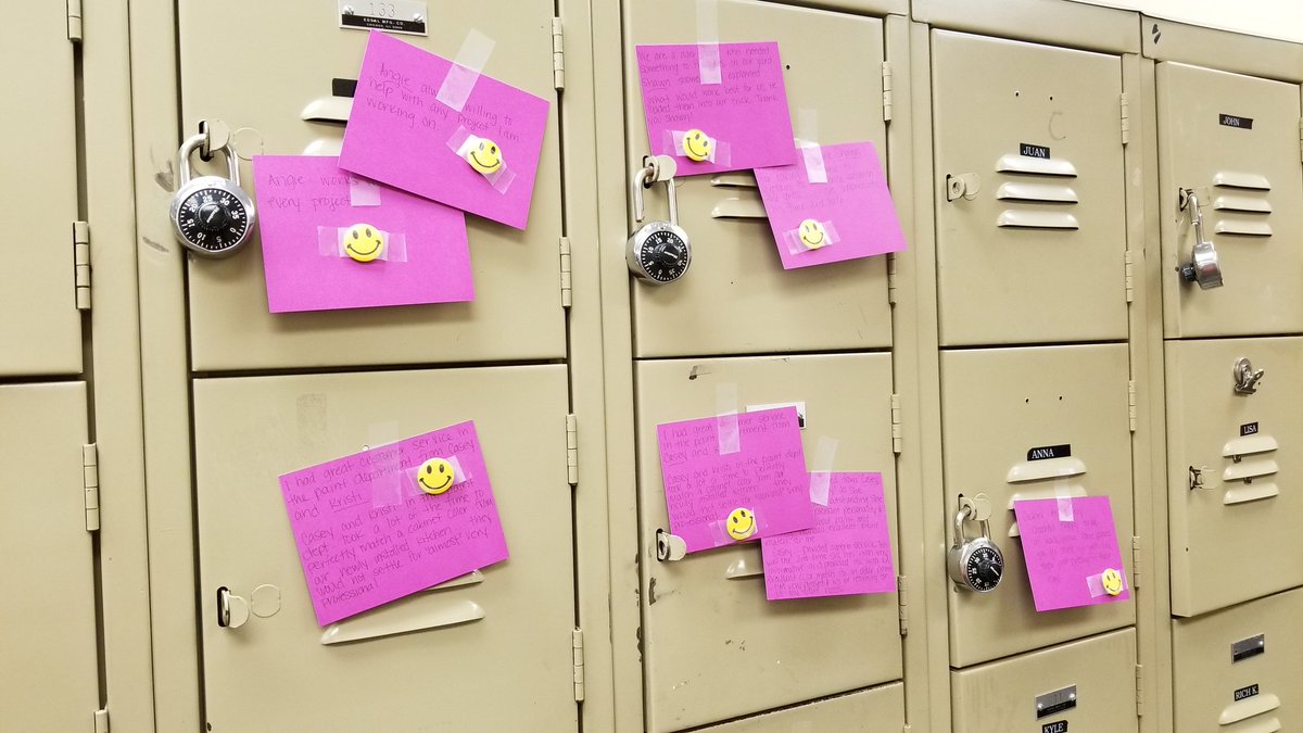CZegarlowicz's tweet photo. Sooo much recognition on our associates' lockers this morning!  Each one represents a customer praise!  Wow.  Thank you team! https://t.co/8YFSR4apXD