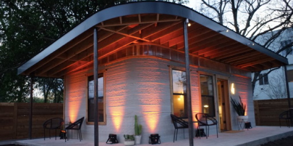 quinndebra's tweet image. Amazing.  Inexpensive home created using 3D printing ... in less than 24 hours.  bit.ly/2Gisy2w