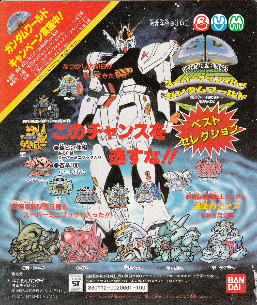 ガンダム 台紙 ガンダム 台紙 1985～86年 機動戦士Ζガンダム 機動戦士ΖΖガンダムプラ組立