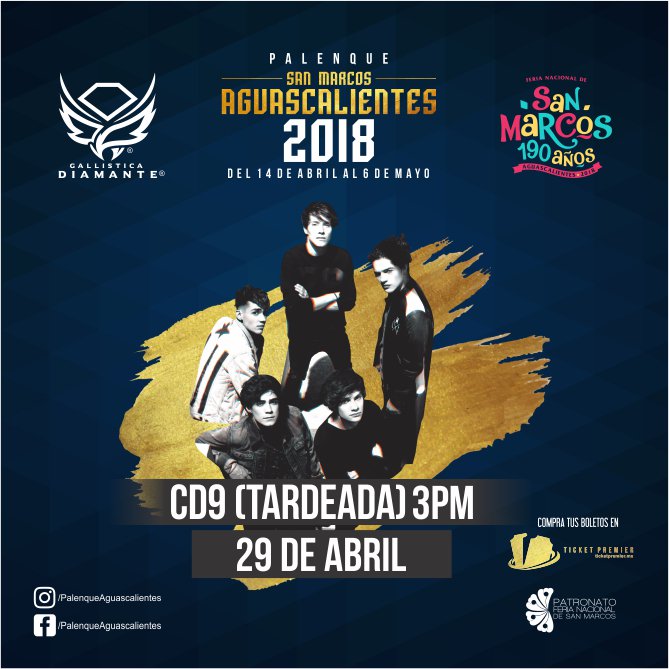 CocoDiazBooking's tweet image. El #ModoAviónTour de @CD9 hará una parada en el Palenque de la Feria de San Marcos Aguascalientes el próximo 29 de abril. 
¡Compra tus boletos y disfruta de esta tardeada!