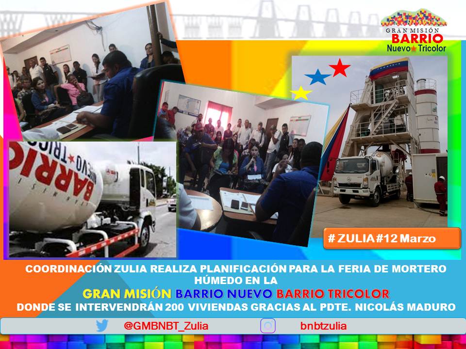 La GMBNBTZulia se prepara para la gran jornada de mortero húmedo en los #Corredores del la región zuliana, donde 200 viviendas serán beneficiadas, gracias al Pdte. <a href="/NicolasMaduro/">Nicolás Maduro</a> #ClapProtecciónYFuturo