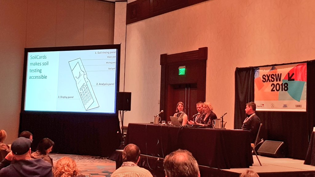 From paper &amp; plastic to an easy to read &amp; easy to use soil test for smallholder farmers. <a href="/Dr_Tempest/">Tempest van Schaik PhD</a> introduces <a href="/soilcards/">SoilCards</a> at #SXSW #agritech 🌱