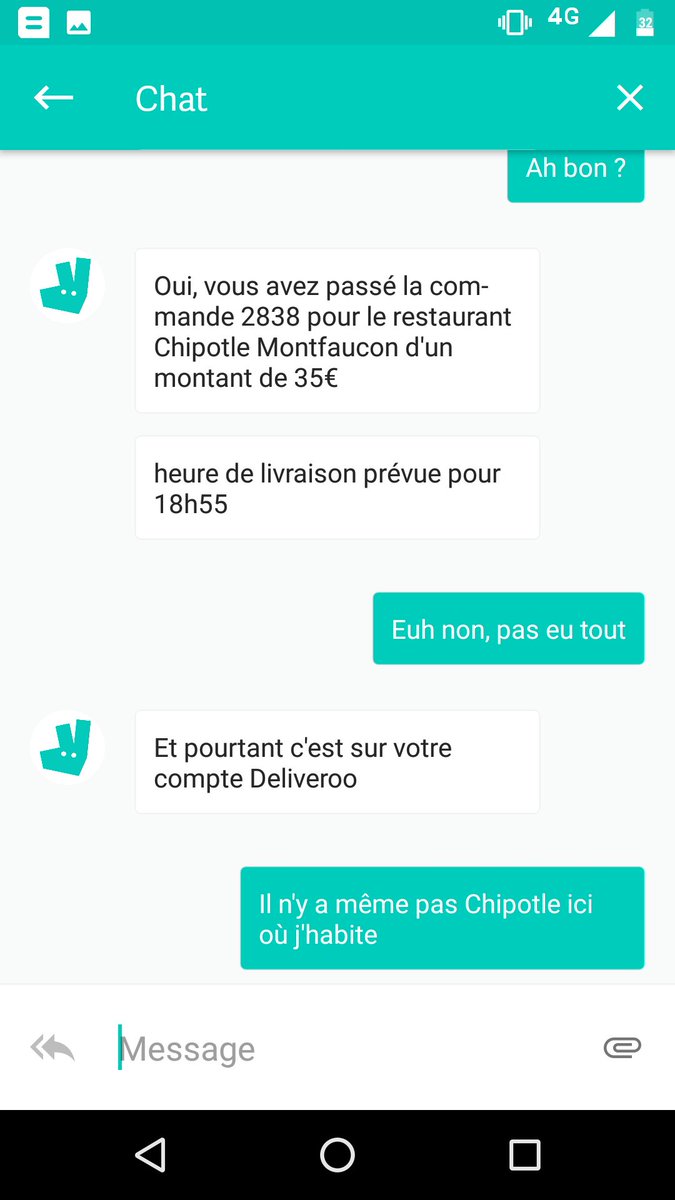 AlperJVarol's tweet photo. @Deliveroo_Be Votre un support est génial. On m'a pris pour un demeuré pendant 2h et demie pour finalement réaliser qu'il regardait le profil de quelq'un d'autre. "Exceptionnellement" j'ai eu droit à 5€ de crédit, trop sympa https://t.co/G3GOOh4cJS