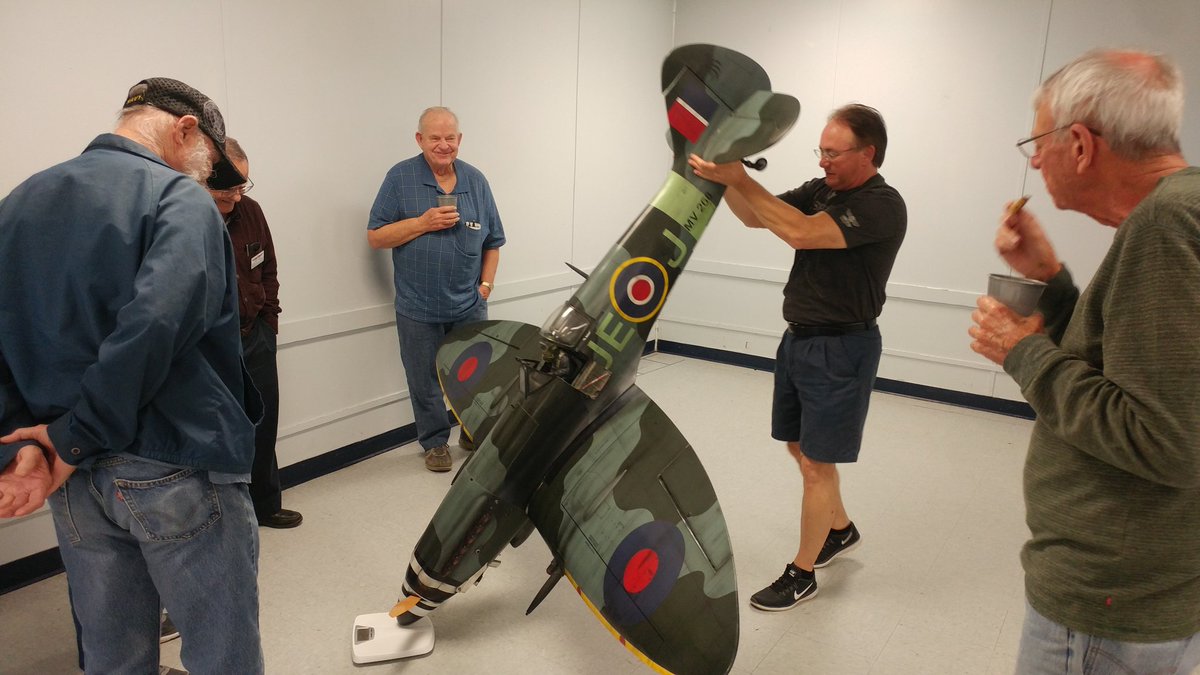 HobbyView's tweet photo. Phoenix Models 50cc spitfire at club meeting. Best ARF i've ever seen. Includes scale cockpit and retracts. https://t.co/tHTRaoP2ra