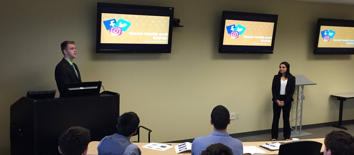 USC_STEAM's tweet photo. Pat and Parachi make a compelling argument for @EAFab to increase social media presence today during STEAM presentations. #thinkcritically #solveproblems https://t.co/3ZB9sFabgo