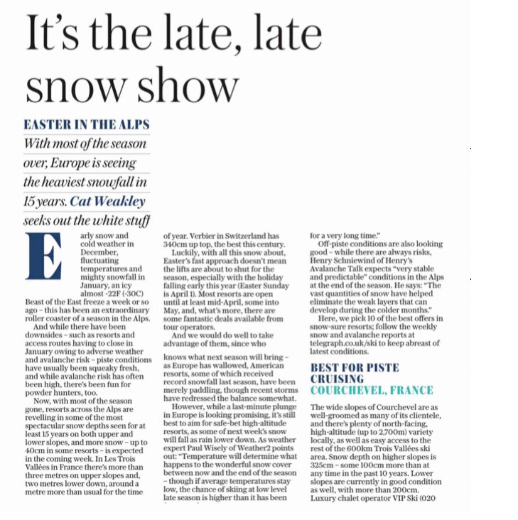 TaylormadePR's tweet photo. Delighted to share our weekend press coverage in Sunday’s @Telegraph on @flexiski @CascadesArc2000 with thanks to @catweakley !! ⛷ #flexiski #chaletdescascades #presscoverage #nationalnews #travel #lesarcs #luxurypr #luxuryski #ski #PR https://t.co/lM9PFNfN3F