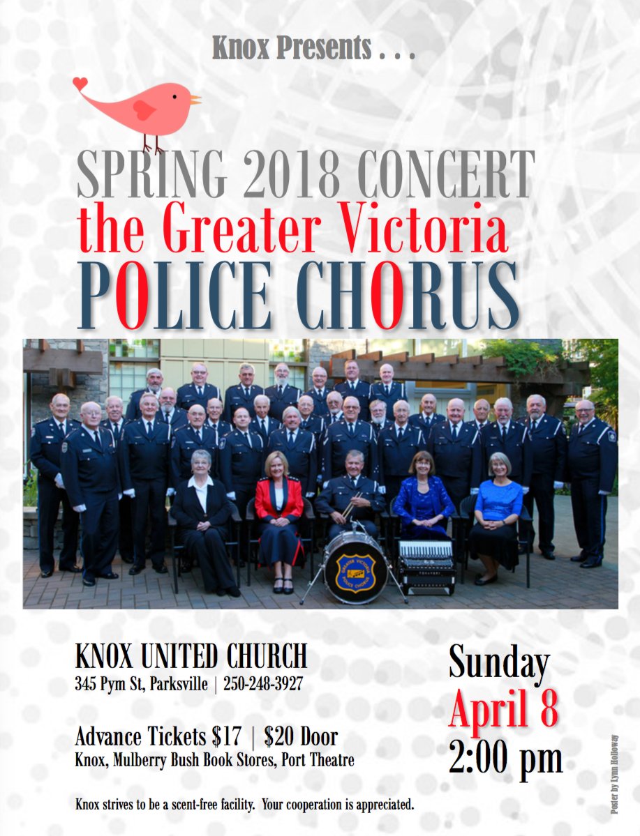 ViTodayCa's tweet photo. The Greater Victoria Police Chorus is coming to Parksville! Get your tickets for this show on April 8th.
https://t.co/w6CSx7JOEj https://t.co/XZS538atK8