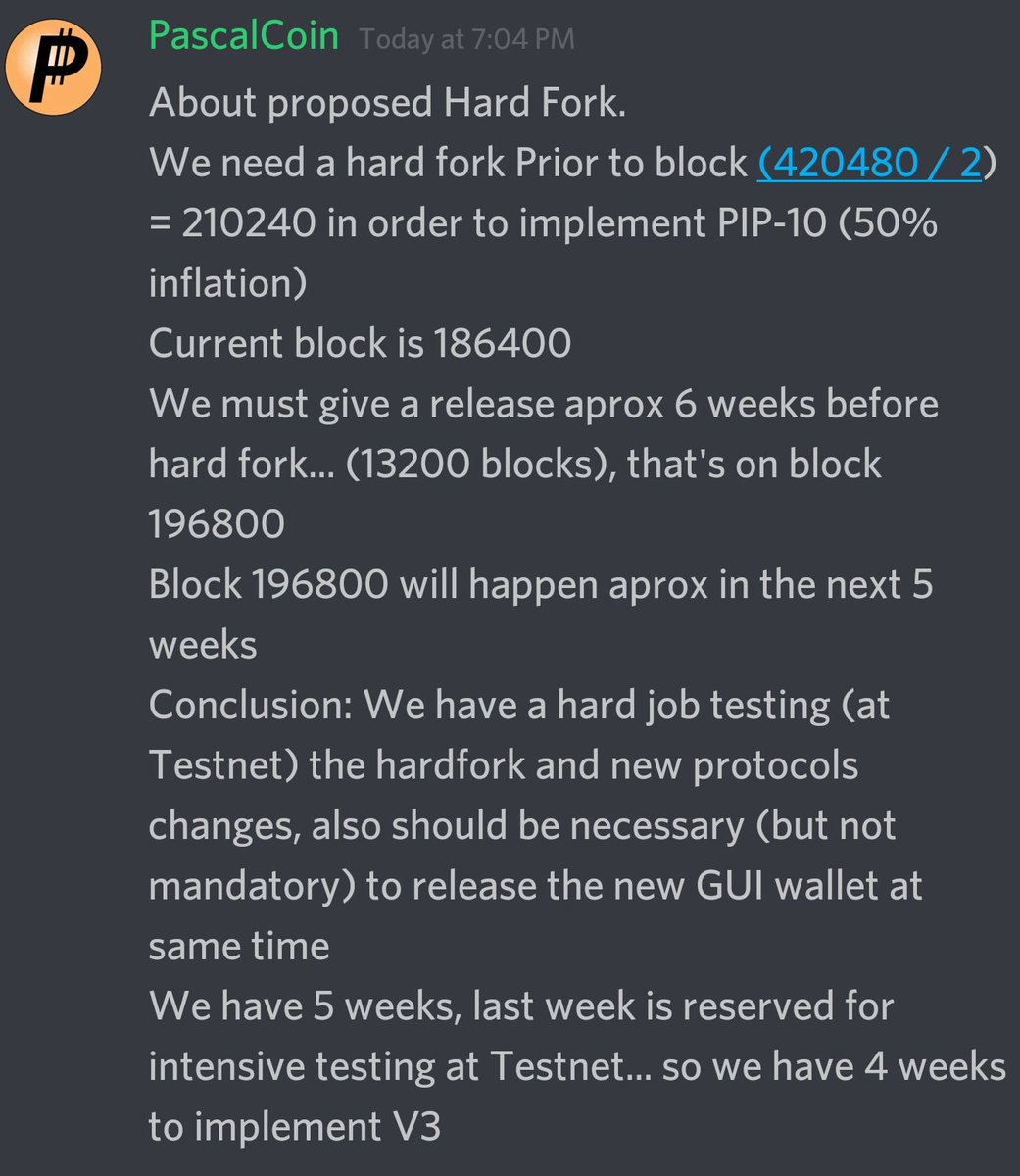 Assembloid's tweet image. Hardfork in 4 weeks. #pascalcoin $PASC @Pascalcoin