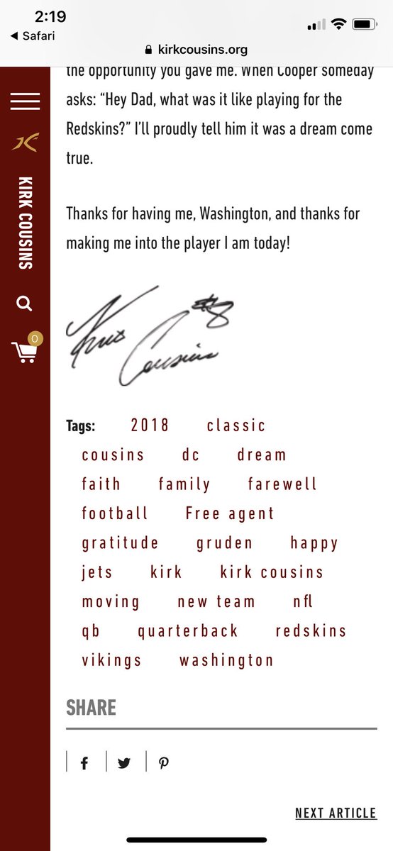 PhillyProcess21's tweet photo. @AdamSchefter @caplannfl @RapSheet vikings tag at bottom Cousins farewell to Washington #confirmed https://t.co/jFkRcZigqq