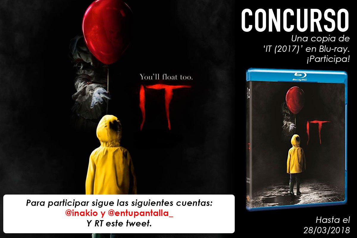 InakiO's tweet photo. #CONCURSO | Una copia en Blu-ray de #IT.
Pasos para participar:
- Seguir @inakio y @entupantalla_ 
- RT este tweet.
Tenéis tiempo hasta el 28/03. Únicamente España. https://t.co/2vbbTdPSLT