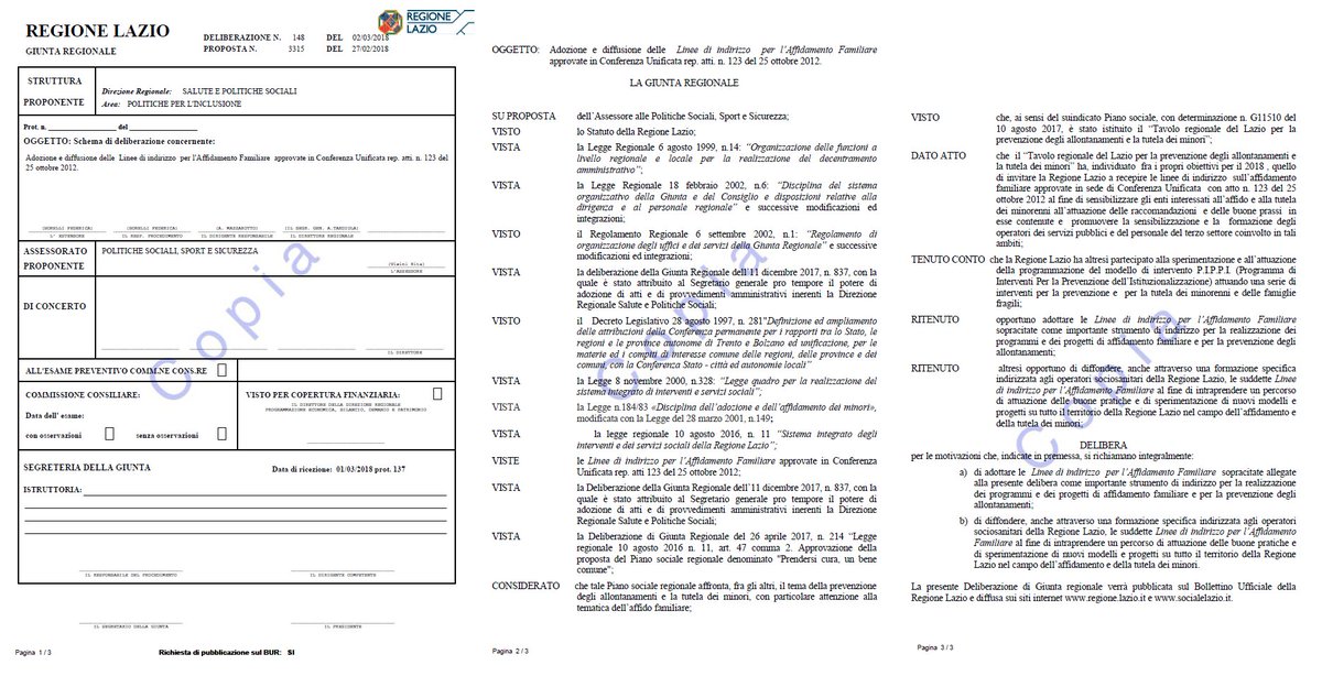 DonareFuturo's tweet photo. La Regione Lazio, con Deliberazione n.148 del 02/03/2018, ha recepito formalmente le “Linee di Indirizzo Nazionali sull’Affidamento Familiare”, fatte dal Ministero del Lavoro e delle Politiche Sociali e approvate dalla Conferenza unificata Governo-Regioni il 25 ottobre 2012 https://t.co/TWZVFMH7Xf