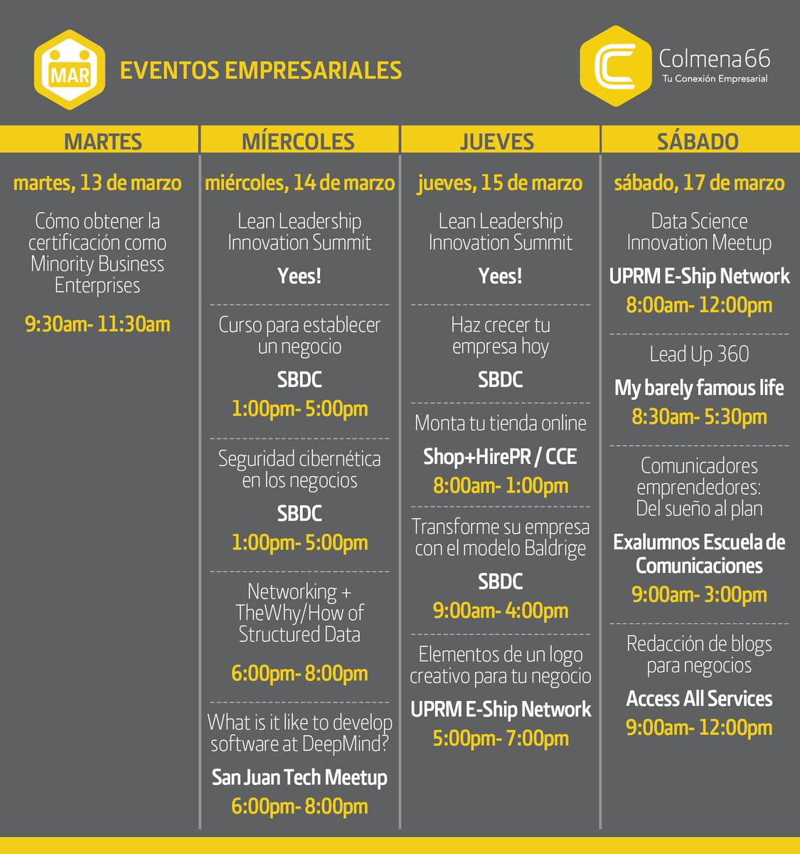 Eventos de <a href="/Colmena_66/">Colmena66</a> para esta semana