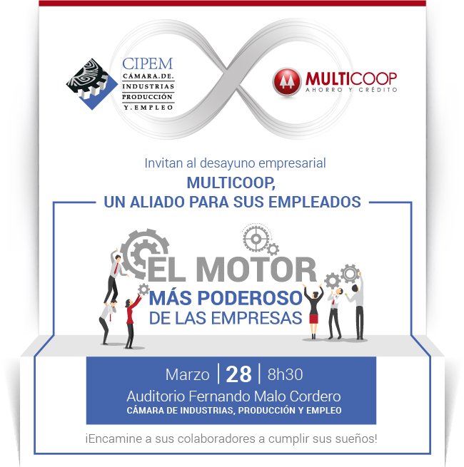 cipemec's tweet photo. |EVENTOS MARZO|
"#MultiCoop un aliado para sus empleados" dirigido a los Gerentes y responsables de Talento Humano. ⚙🔑💲👌
Entenderemos la cultura del ahorro como punto de partida para cumplir metas, enfocándonos en el motor más poderoso de las #empresas: sus colaboradores. https://t.co/PmPI0LPkvJ
