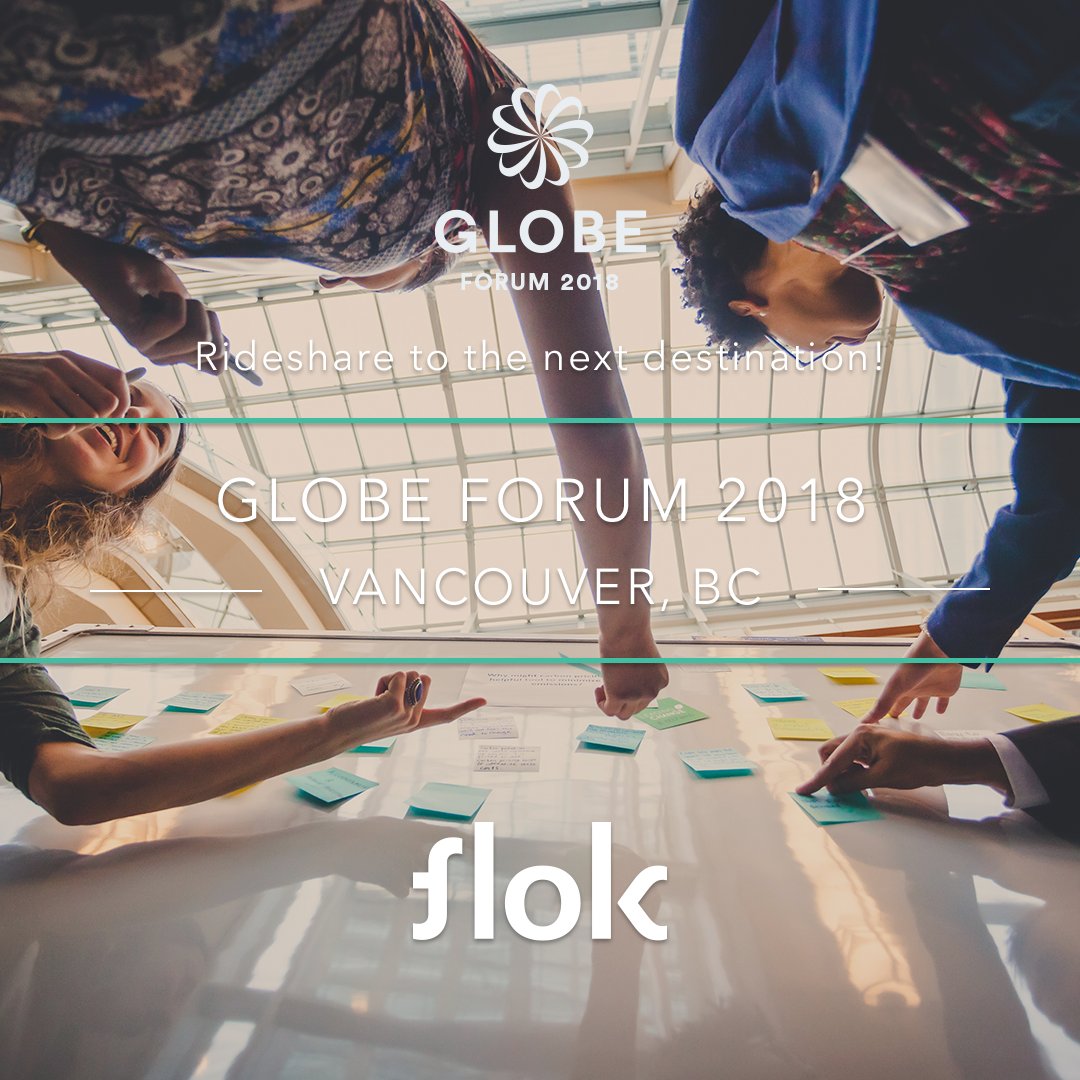 Looking to reduce your CO2 emissions on your way to #GLOBEforum? Download the <a href="/we_flok/">flok</a> app to post your ride or join fellow attendees for the journey. #TogetherIsBetter, after all. Download it here: apple.co/2a1N7lX