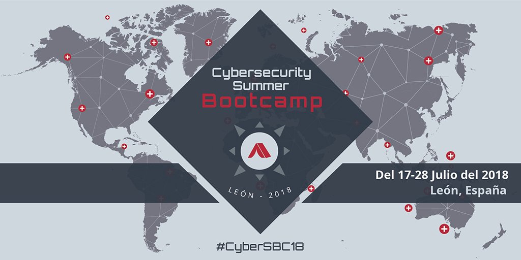 INCIBE's tweet photo. Abierto el plazo de inscripción para el Cybersecurity Summer Bootcamp 2018 (#CyberSBC18), organizado por la @OEA_Cyber e @INCIBE y que se celebrará del 17 al 28 de julio en #LeonEsp.
Más información en: https://t.co/tQj2kMgfcx https://t.co/Ds5TFSw6Ke