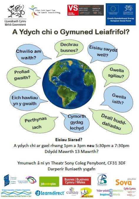 Are you from a minority community? Looking for work or help to improve language and skills? Then please join us at <a href="/BridgendCollege/">Coleg Penybont | Bridgend College</a> Sony Theatre, 1-3pm or 5.30-7.30pm, 13 March 2018 ⚡️#learnsomethingnew #minority #learndirectInWales #BeAllThatYouCanBe #learn #skills 💻