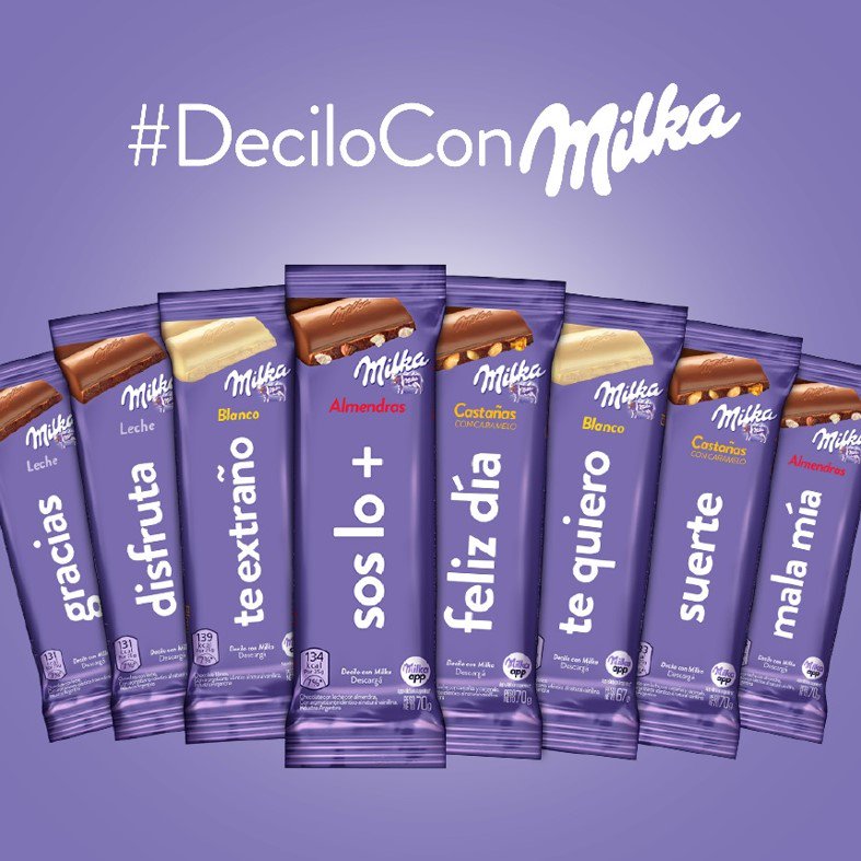 MDLZ's tweet photo. Cat got your tongue? The new #MilkaApp in #Argentina and #Uruguay helps you say it with chocolate. #DeciloConMilka https://t.co/HyAn8YWs55 https://t.co/o8defJnYC4