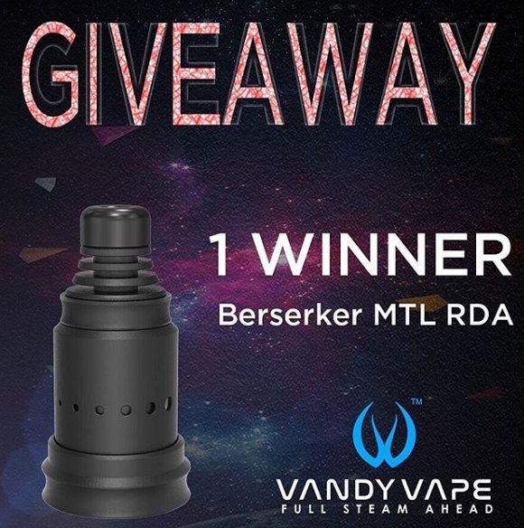 Findmevapes's tweet photo. #RETWEET AND #FOLLOW
VapeGiveaway - Chance to win Berserker RDA (Black)
https://t.co/Km8sqI8NKz
#vapegiveaway #giveaway #vapeon #vaping #ecig #findmevape #vandyvapes
follow @VANDYVAPE https://t.co/ohCGGXNKQI
