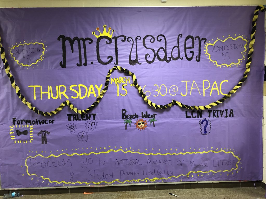 stucolcn's tweet photo. Come see all the Mr. Crusader contestants as they compete this Thursday @ Japac at 6:30PM to see who will be crowned the winner!! https://t.co/DS88optjPJ