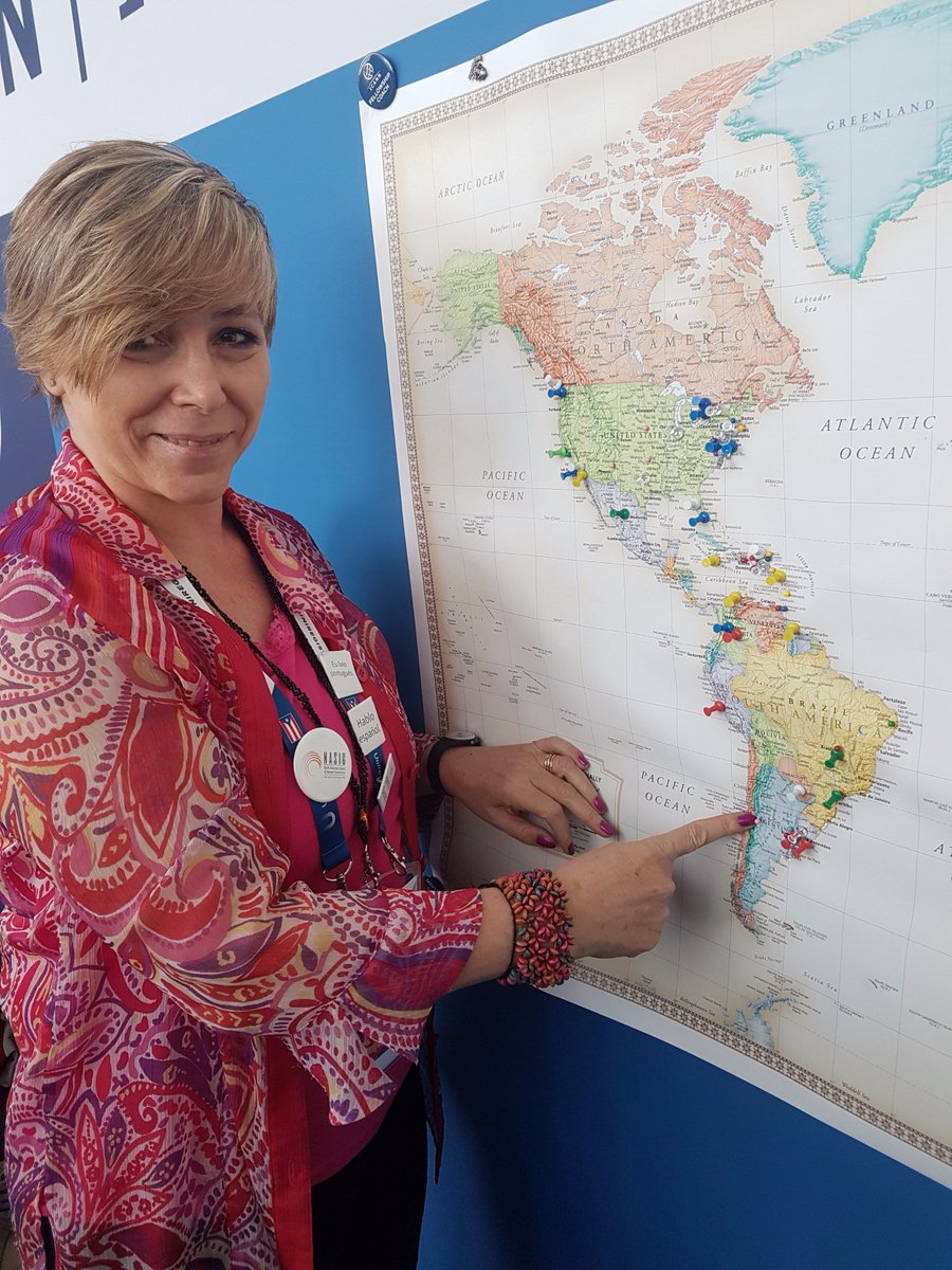 InfoBoothPR's tweet photo. @olgacavalli pinned her town in #Argentina together with Heather and @arsenebaguma from @ICANN_GNSO #ICANN61 https://t.co/ajtBmFh28m