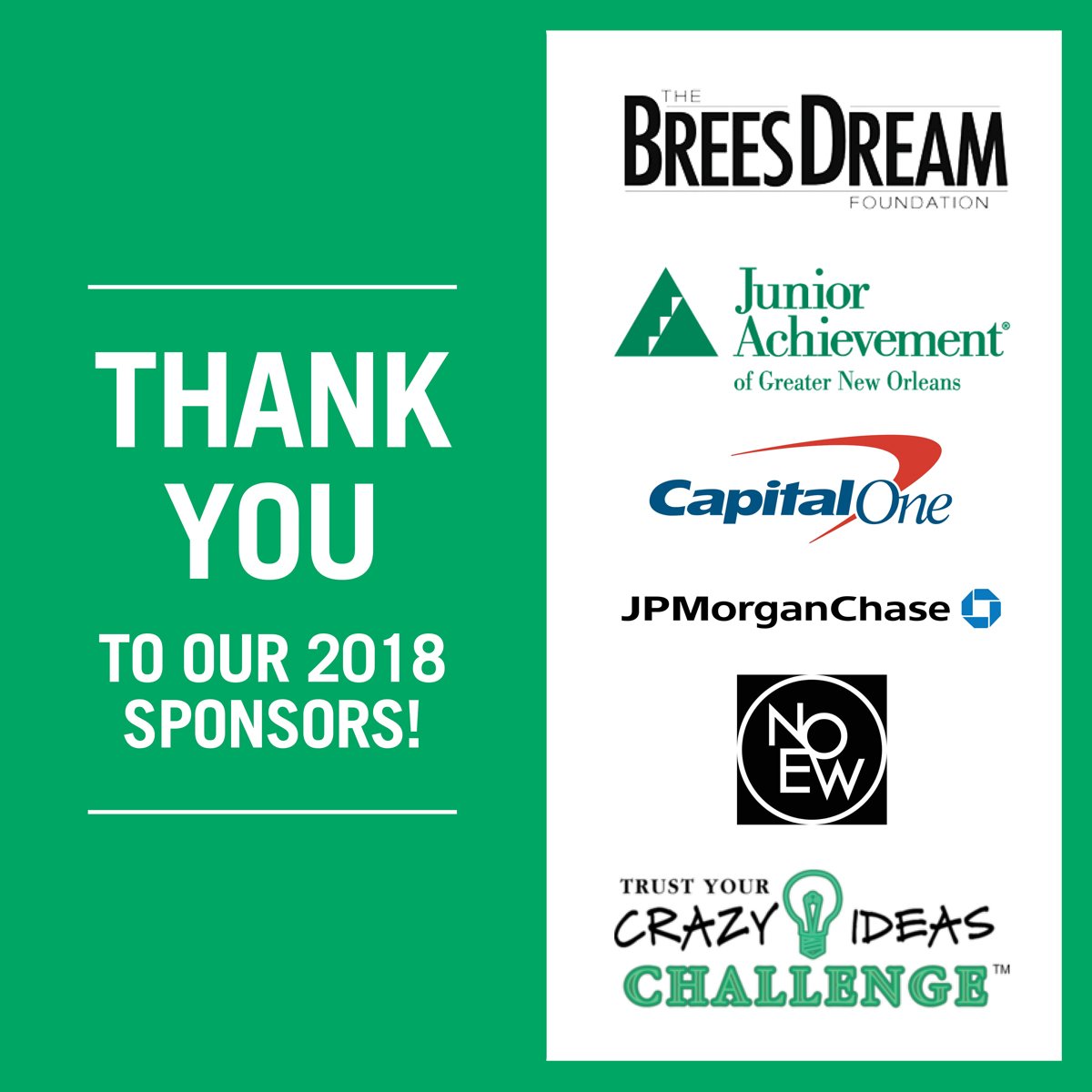 JAneworleans's tweet photo. A huge THANK YOU to our 2018 #TYCIC sponsors for making this incredible program a reality! https://t.co/W5fonm5Cb9