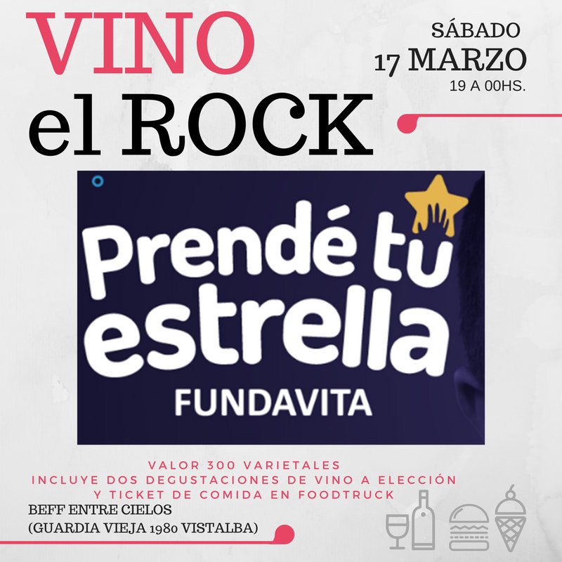 Estaremos presentes en #VinoElRock con una stand de #PrendeTuEstrella

Las personas que compren su 🌟 participan de increíbles sorteos y ademas nos ayudan a seguir sumando fondos para la compra del Resonador Magnético para el Hospital Humberto Notti.

Te esperamos!!!
