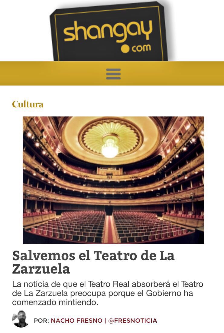 Shangaycom's tweet photo. La fusión del @teatroreal y el @TeatroZarzuela es la polémica cultural de la semana. ¿Está a salvo el #TZ o va a quedar como la ‘cara B’ del #TR? >> https://t.co/EFQtp1dqy3 https://t.co/94erJ2uXoz
