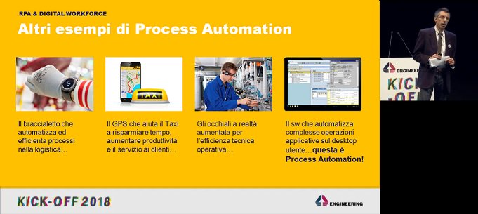 EngineeringSpa's tweet image. #RobotProcessAutomation & #DigitalWorkforce: con RPA si automatizzano i flussi operativi di processi manuali complessi, massivi, ad alto rischio di errori. @DaniloValdati di #Engineering_DHUB al #kickoff_eng2018.
