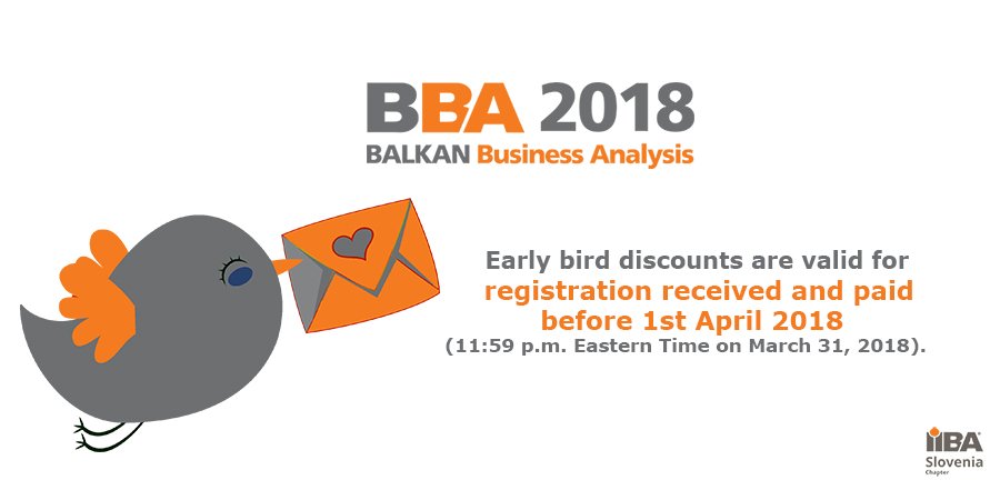 IIBASerbia's tweet photo. Prijavite se za BBA 2018 do 1. aprila i iskoristite popust!
Više detalja na sajtu konferencije: https://t.co/5qKLvzEDVx https://t.co/MkRfC4h6Du